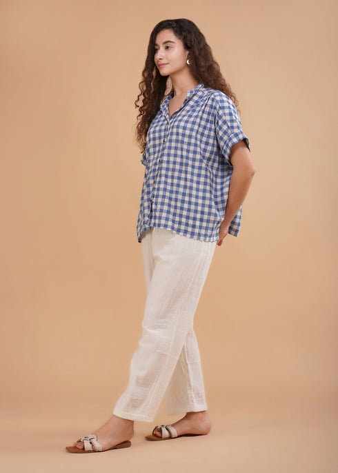Women's Shirt Diu Blue Auto Check